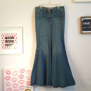 Fishtail denim skirt